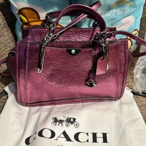 like new coach metallic berry crossbody top handle dreamer 21